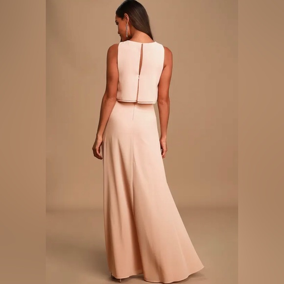 Lulu’s | Utterly Enchanting Lined Sleeveless Maxi Dress Gown Blush Medium - Picture 3 of 11